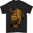 A Steampunk Lion Mens T-Shirt 100% Cotton Black