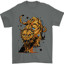 A Steampunk Lion Mens T-Shirt 100% Cotton Charcoal