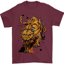 A Steampunk Lion Mens T-Shirt 100% Cotton Maroon