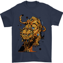 A Steampunk Lion Mens T-Shirt 100% Cotton Navy Blue