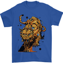 A Steampunk Lion Mens T-Shirt 100% Cotton Royal Blue
