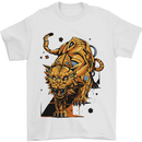 A Steampunk Lion Mens T-Shirt 100% Cotton White