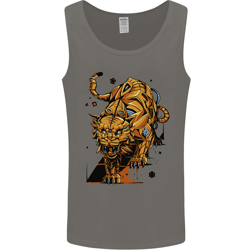 A Steampunk Lion Mens Vest Tank Top Charcoal