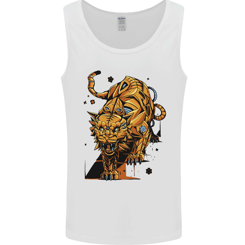 A Steampunk Lion Mens Vest Tank Top White