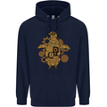 A Steampunk Penguin Childrens Kids Hoodie Navy Blue