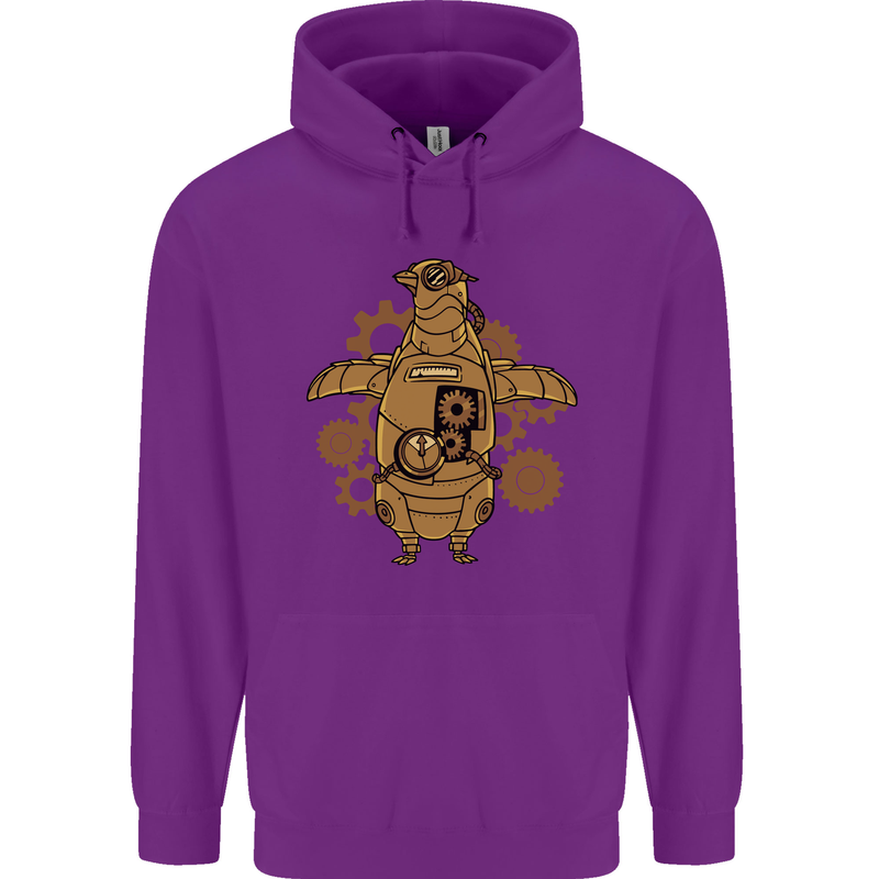 A Steampunk Penguin Childrens Kids Hoodie Purple