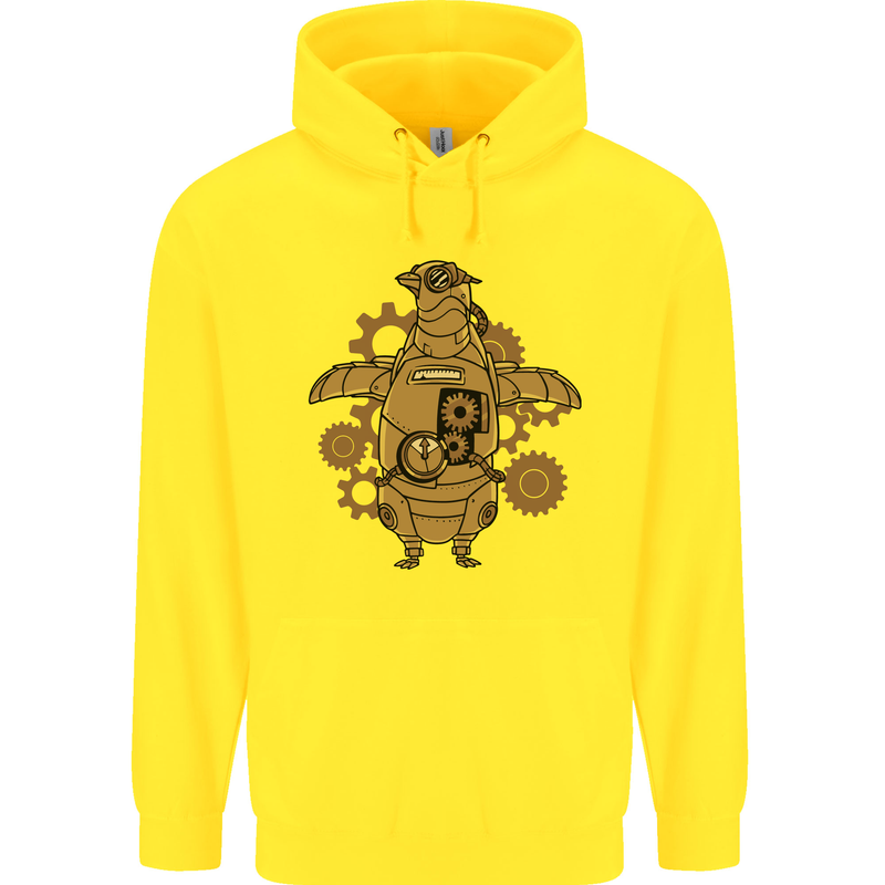 A Steampunk Penguin Childrens Kids Hoodie Yellow