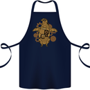 A Steampunk Penguin Cotton Apron 100% Organic Navy Blue
