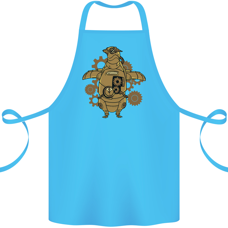 A Steampunk Penguin Cotton Apron 100% Organic Turquoise