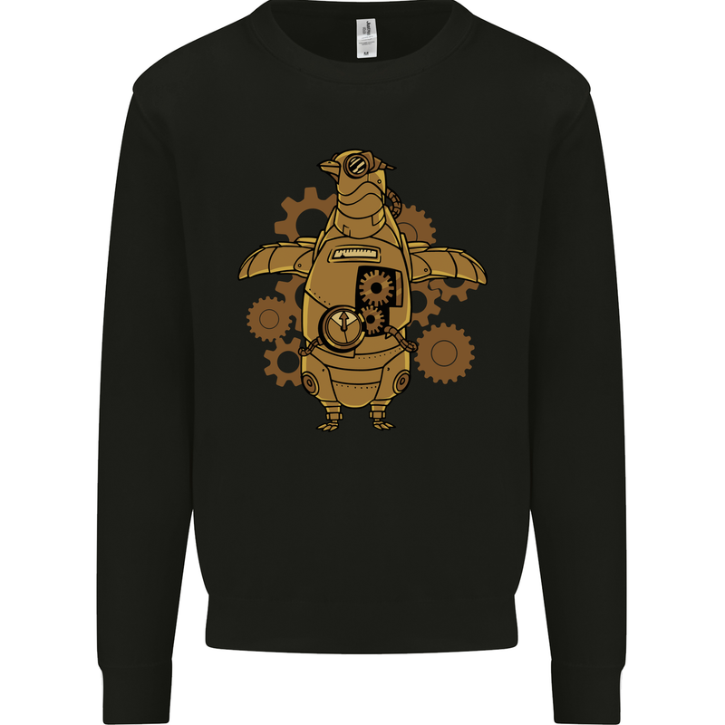 A Steampunk Penguin Kids Sweatshirt Jumper Black