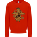 A Steampunk Penguin Kids Sweatshirt Jumper Bright Red