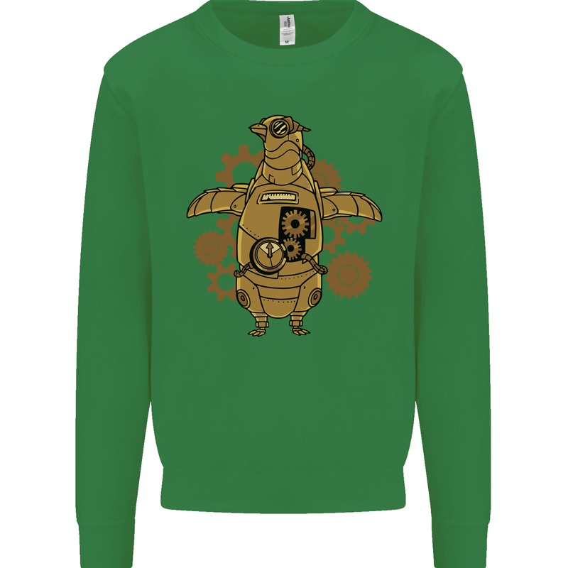 A Steampunk Penguin Kids Sweatshirt Jumper Irish Green