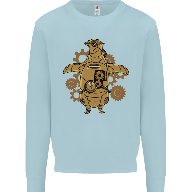 A Steampunk Penguin Kids Sweatshirt Jumper Light Blue