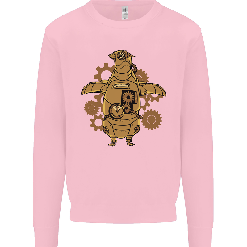 A Steampunk Penguin Kids Sweatshirt Jumper Light Pink