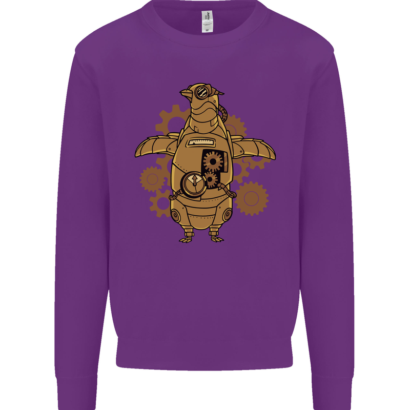 A Steampunk Penguin Kids Sweatshirt Jumper Purple