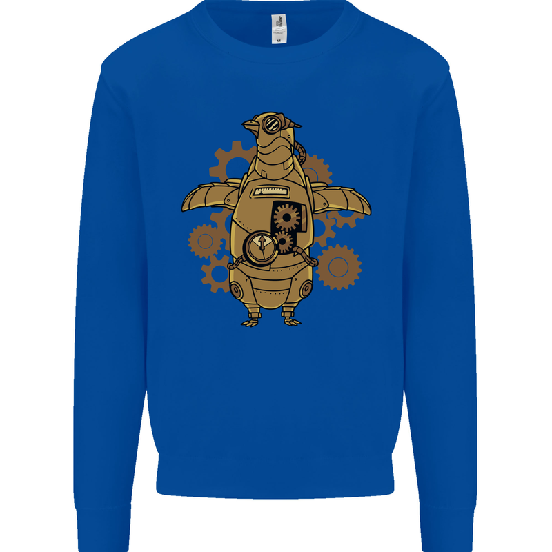 A Steampunk Penguin Kids Sweatshirt Jumper Royal Blue