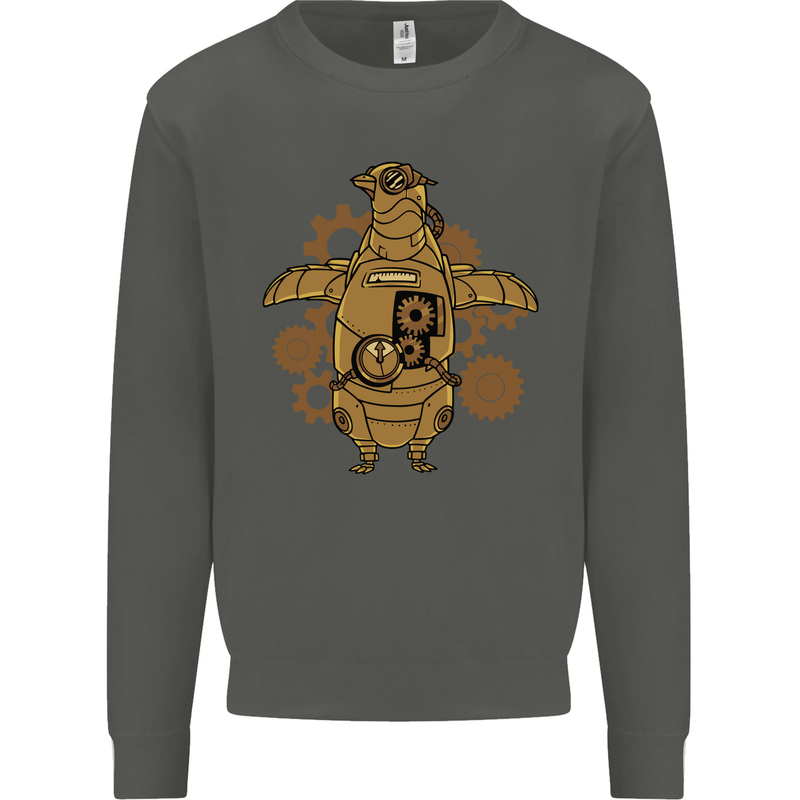 A Steampunk Penguin Kids Sweatshirt Jumper Storm Grey