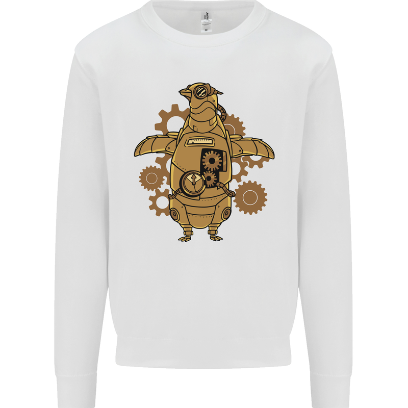 A Steampunk Penguin Kids Sweatshirt Jumper White