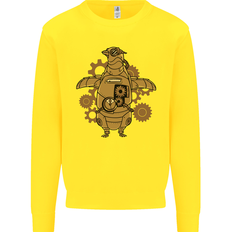 A Steampunk Penguin Kids Sweatshirt Jumper Yellow