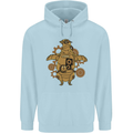 A Steampunk Penguin Mens 80% Cotton Hoodie Light Blue
