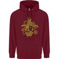 A Steampunk Penguin Mens 80% Cotton Hoodie Maroon