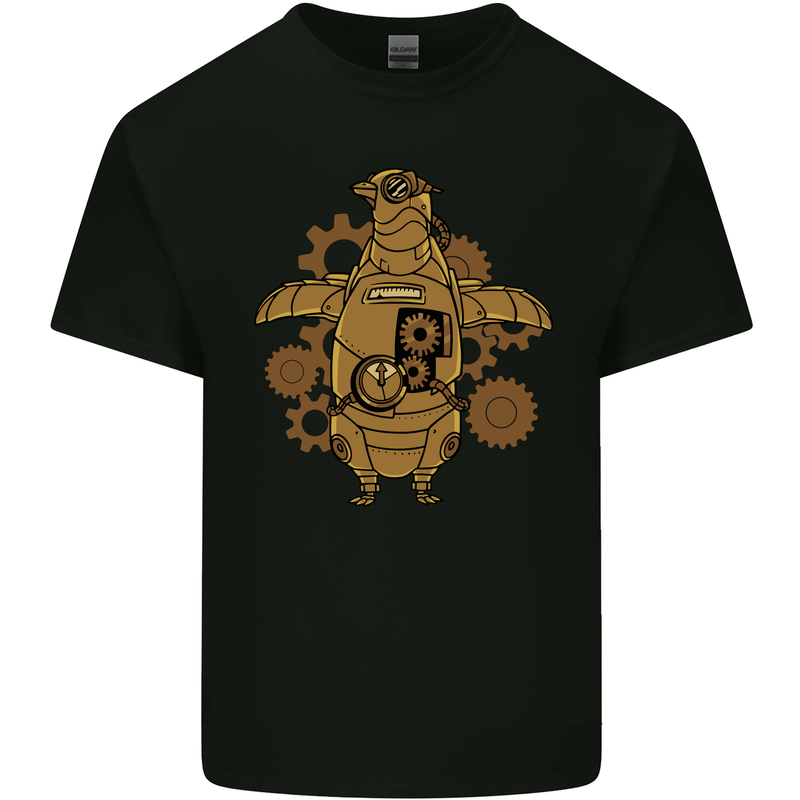 A Steampunk Penguin Mens Cotton T-Shirt Tee Top Black