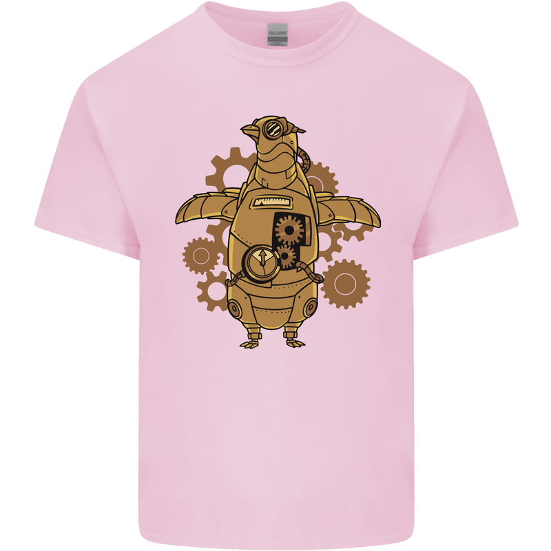 A Steampunk Penguin Mens Cotton T-Shirt Tee Top Light Pink