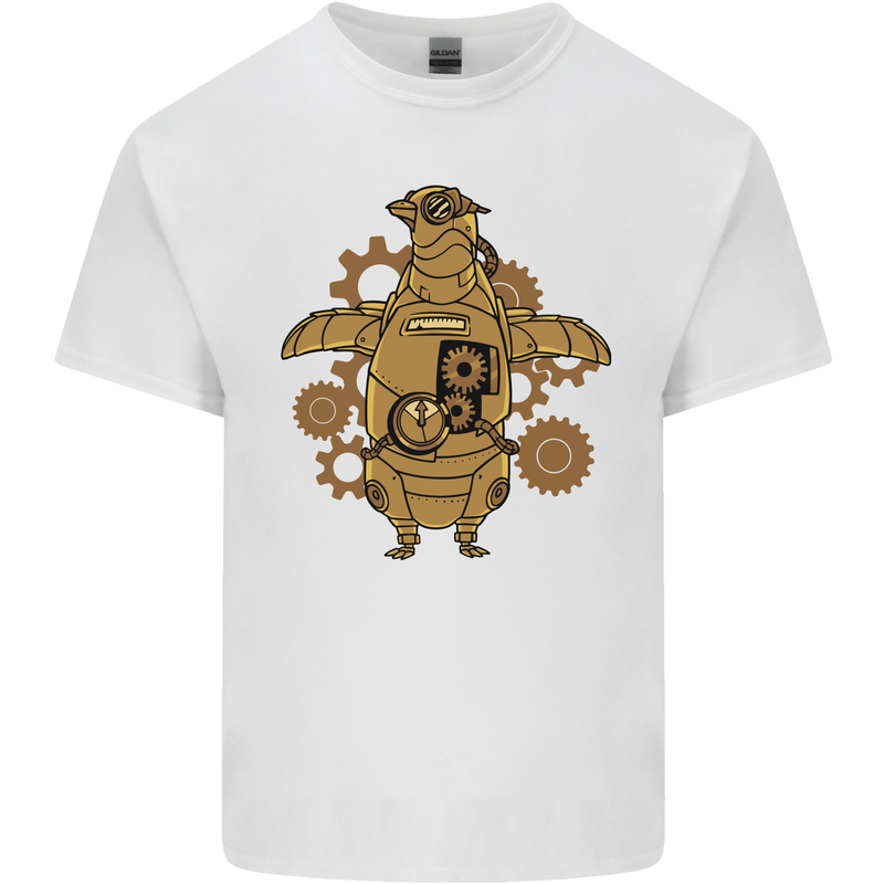 A Steampunk Penguin Mens Cotton T-Shirt Tee Top White