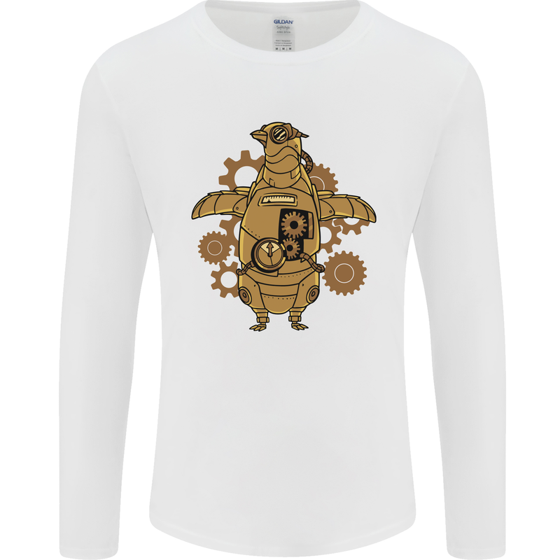 A Steampunk Penguin Mens Long Sleeve T-Shirt White