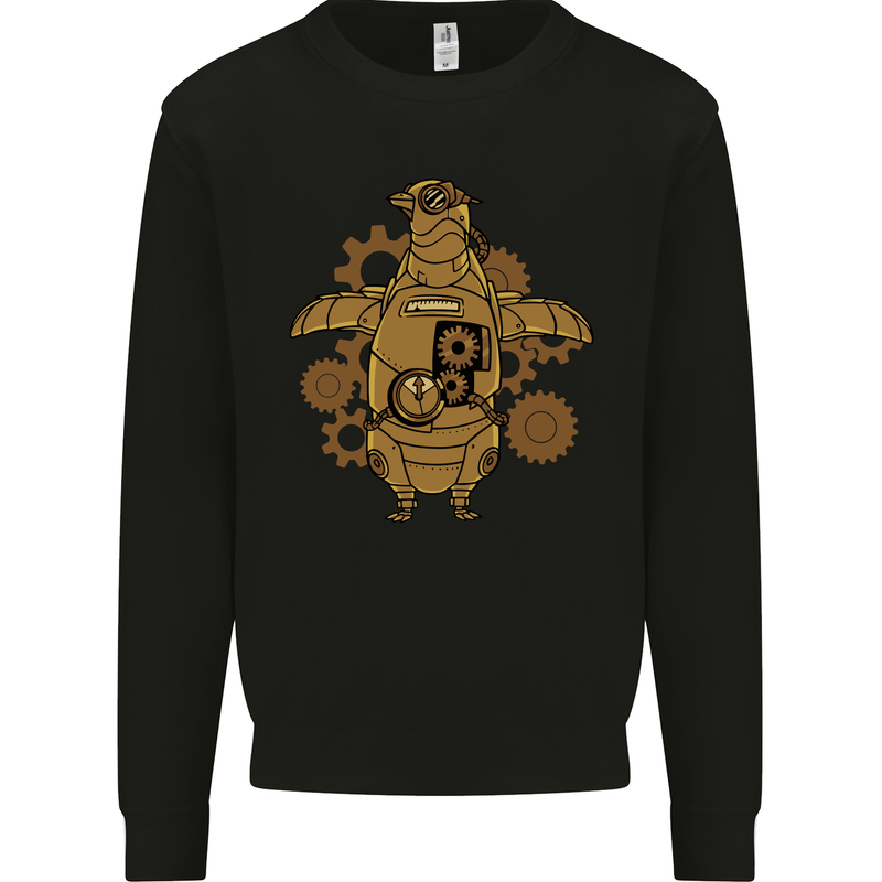 A Steampunk Penguin Mens Sweatshirt Jumper Black