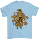 A Steampunk Penguin Mens T-Shirt 100% Cotton Light Blue