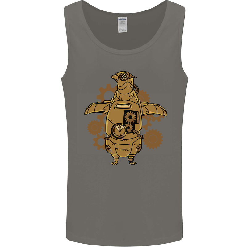 A Steampunk Penguin Mens Vest Tank Top Charcoal