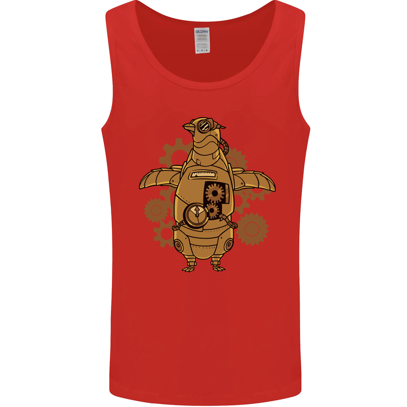 A Steampunk Penguin Mens Vest Tank Top Red