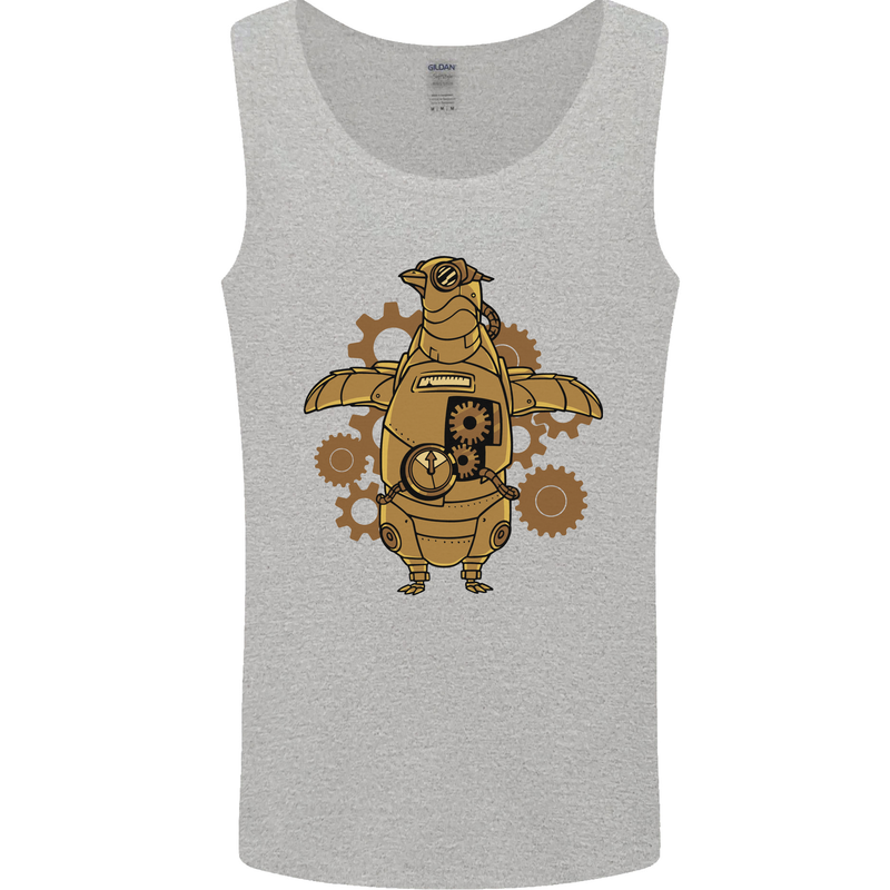 A Steampunk Penguin Mens Vest Tank Top Sports Grey