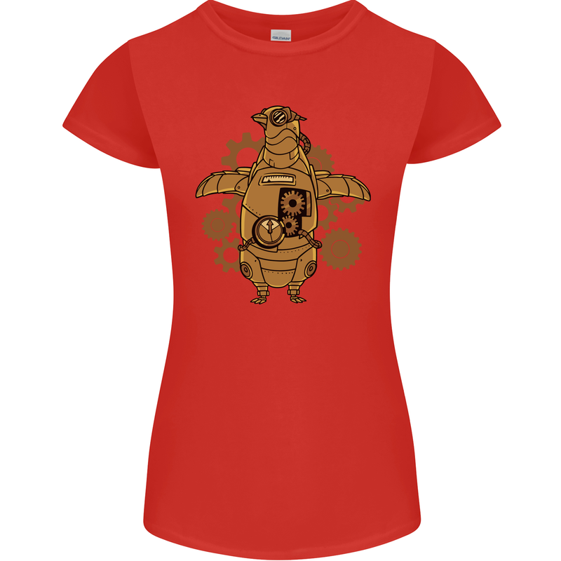 A Steampunk Penguin Womens Petite Cut T-Shirt Red