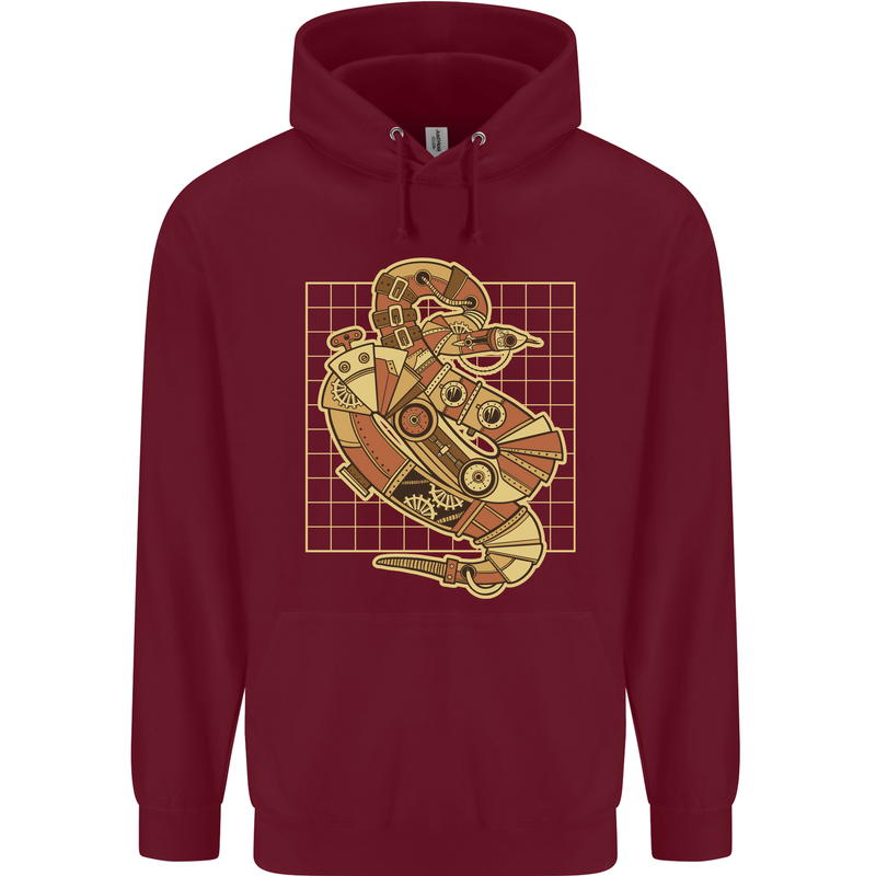 A Steampunk Snake Reptiles Childrens Kids Hoodie Maroon