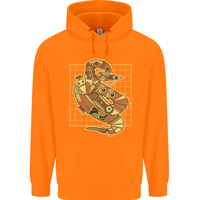 A Steampunk Snake Reptiles Childrens Kids Hoodie Orange