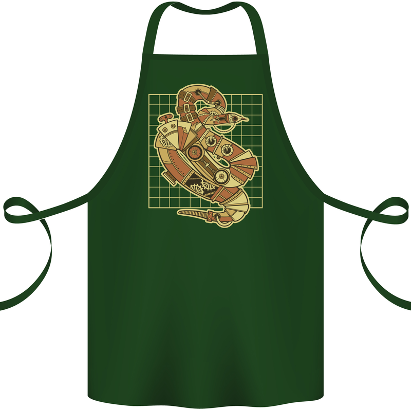 A Steampunk Snake Reptiles Cotton Apron 100% Organic Forest Green