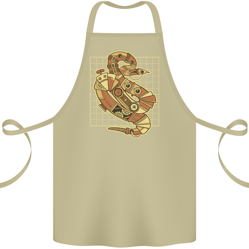 A Steampunk Snake Reptiles Cotton Apron 100% Organic Khaki
