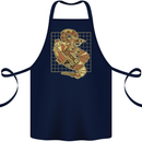 A Steampunk Snake Reptiles Cotton Apron 100% Organic Navy Blue