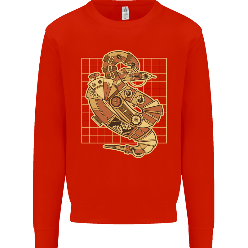 A Steampunk Snake Reptiles Kids Sweatshirt Jumper Bright Red