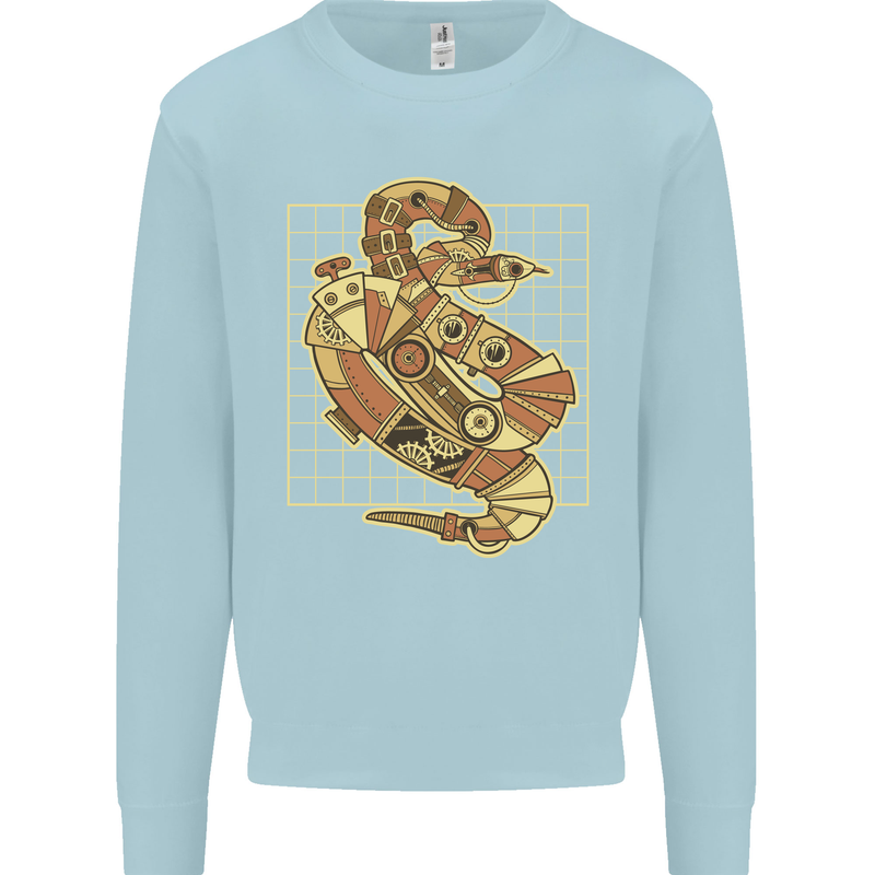 A Steampunk Snake Reptiles Kids Sweatshirt Jumper Light Blue
