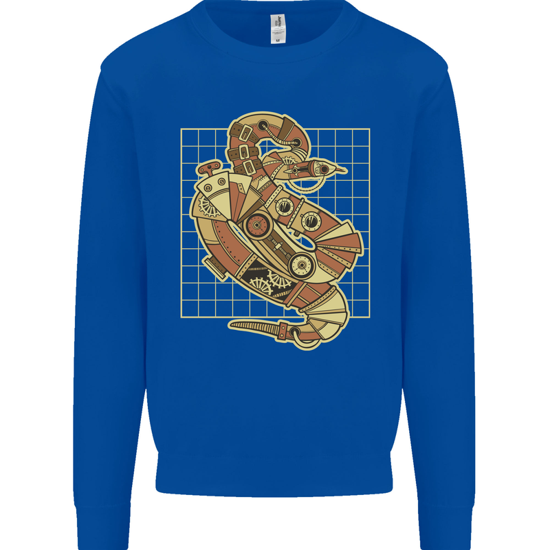A Steampunk Snake Reptiles Kids Sweatshirt Jumper Royal Blue