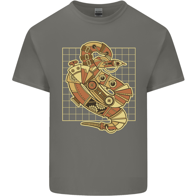 A Steampunk Snake Reptiles Kids T-Shirt Childrens Charcoal