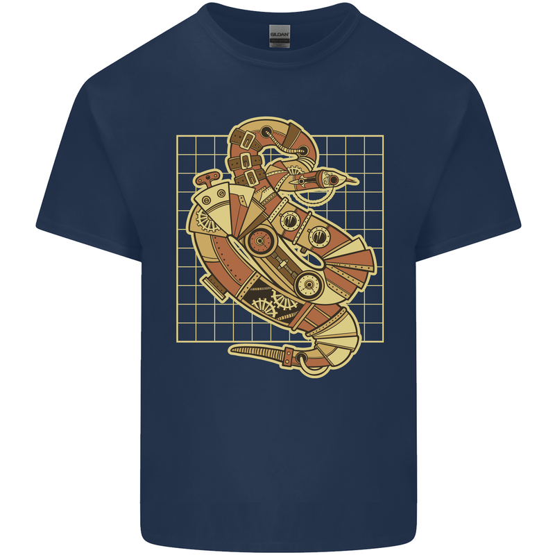 A Steampunk Snake Reptiles Kids T-Shirt Childrens Navy Blue