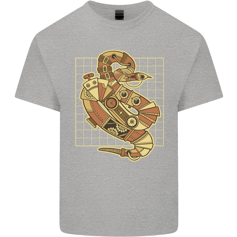 A Steampunk Snake Reptiles Kids T-Shirt Childrens Sports Grey
