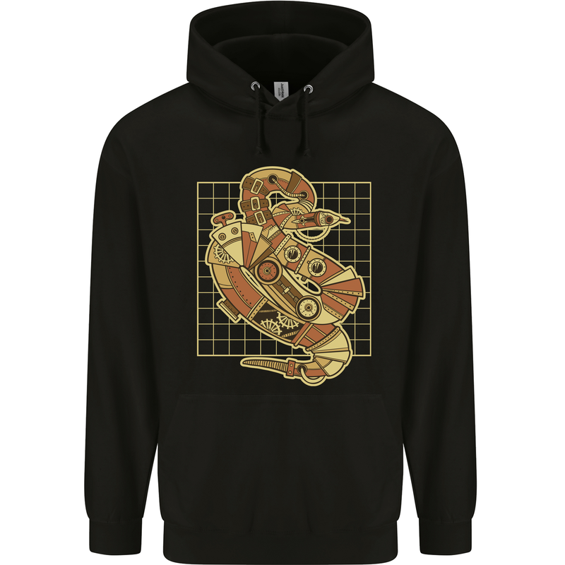 A Steampunk Snake Reptiles Mens 80% Cotton Hoodie Black
