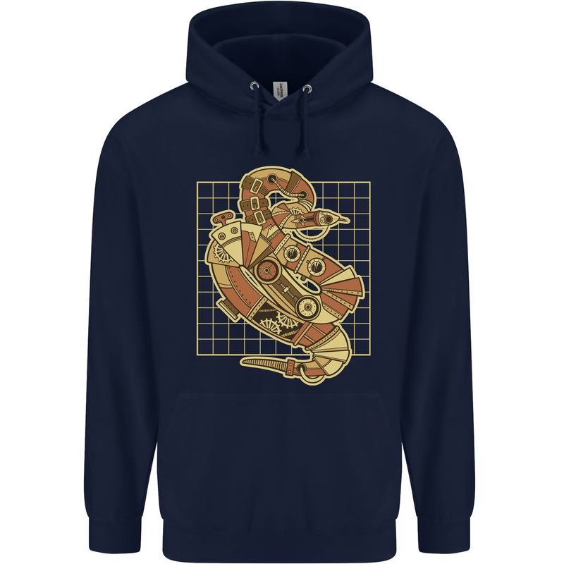A Steampunk Snake Reptiles Mens 80% Cotton Hoodie Navy Blue