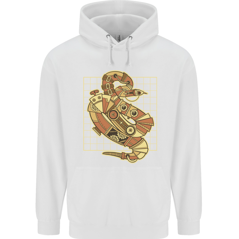 A Steampunk Snake Reptiles Mens 80% Cotton Hoodie White