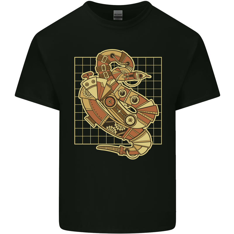 A Steampunk Snake Reptiles Mens Cotton T-Shirt Tee Top Black